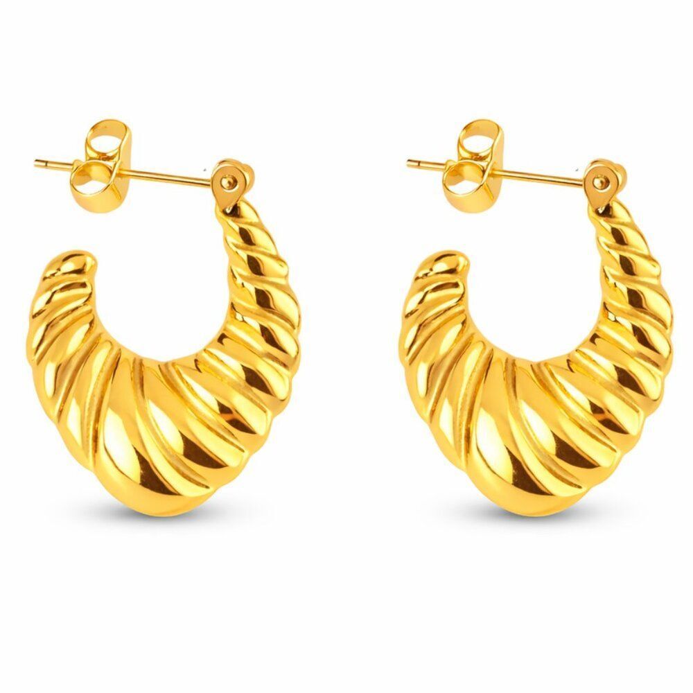 3For$20 Vintage Cresent Sculpted Twisted U Earring Stainless Steel Earring